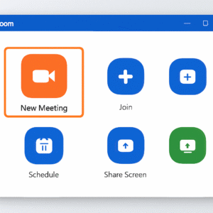 Screenshot of Zoom dashboard with "New Meeting" highlighted