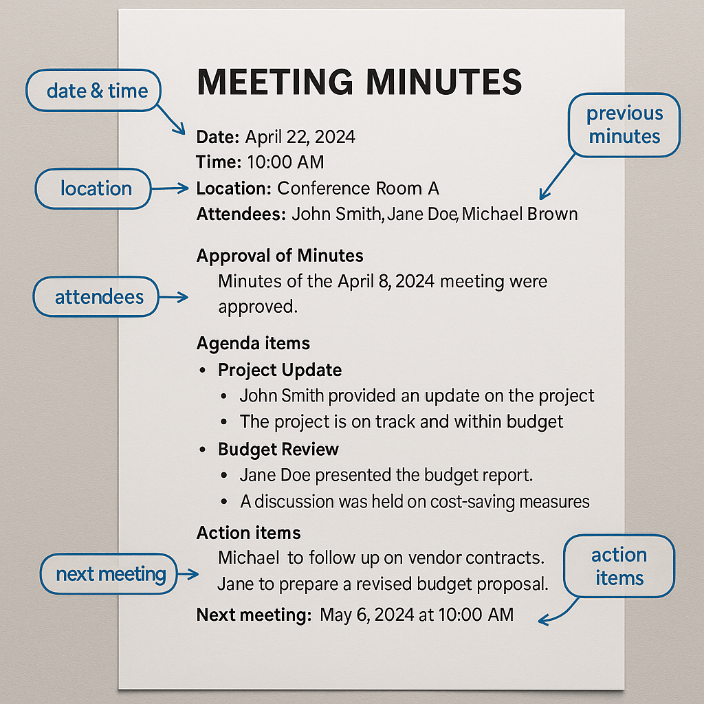 Infographics of minutes of meeting
