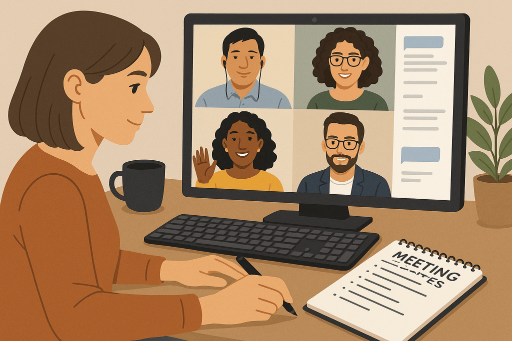 Screenshot of people meeting minutes with task assignments and due dates.
