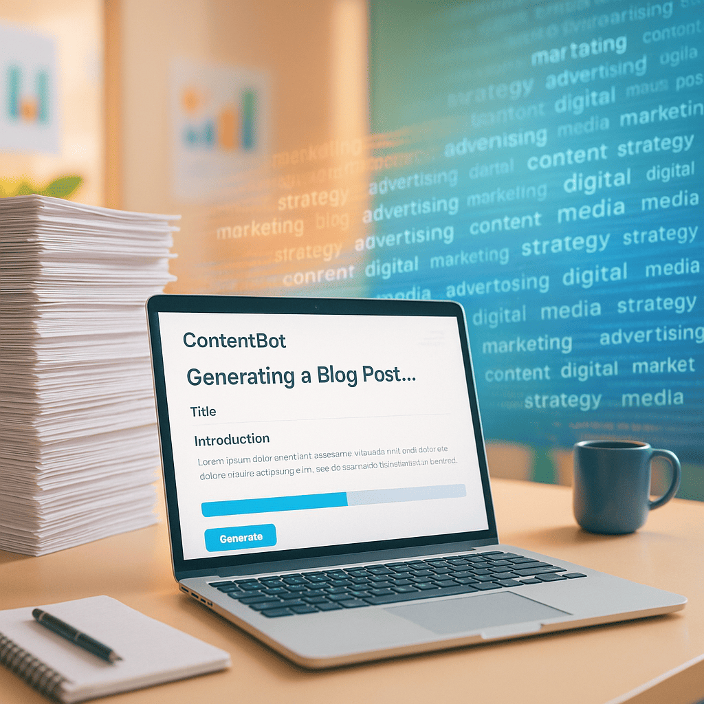 A futuristic dashboard with real-time analytics and performance metrics displayed on large, curved monitors. A marketing strategist is shown interacting with the dashboards, adjusting content strategy based on live data. The setting is high-tech with a cyber-inspired aesthetic, filled with dynamic graphs, performance bars, and glowing indicators.