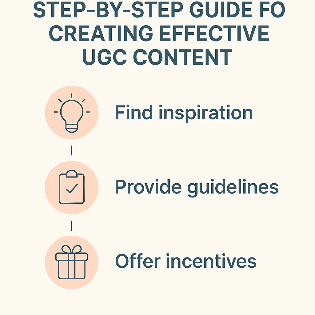 Infographic detailing best practices for creating effective UGC content, including inspiration, guidelines, and incentives.