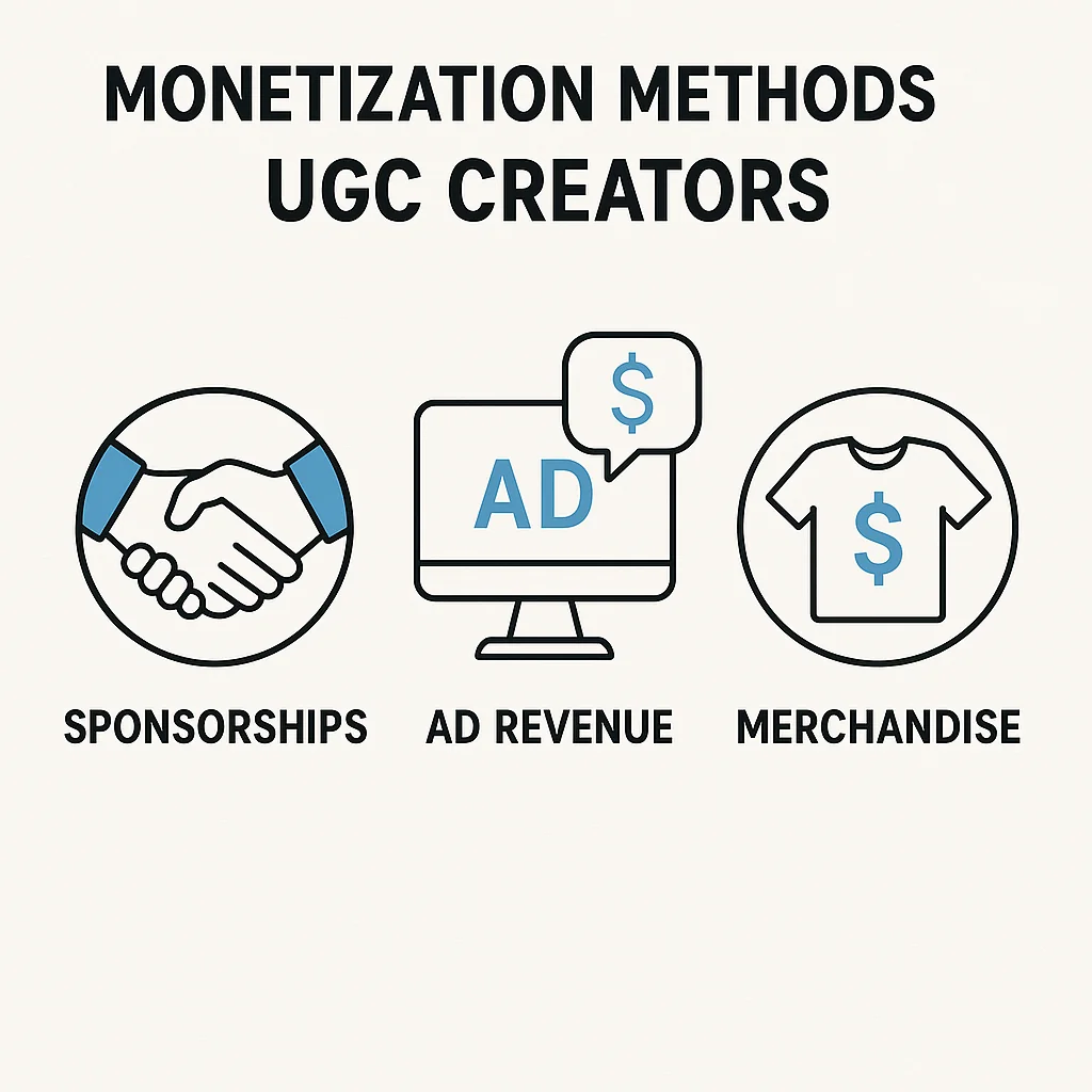 Infographic highlighting different monetization methods for user-generated content creators.