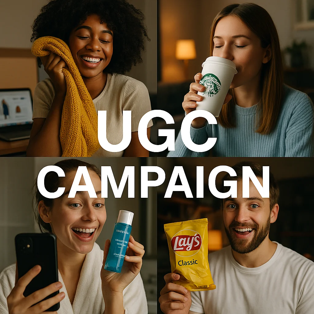 Collage of highlights from successful UGC campaigns by various brands, showcasing the effectiveness of user-generated content.