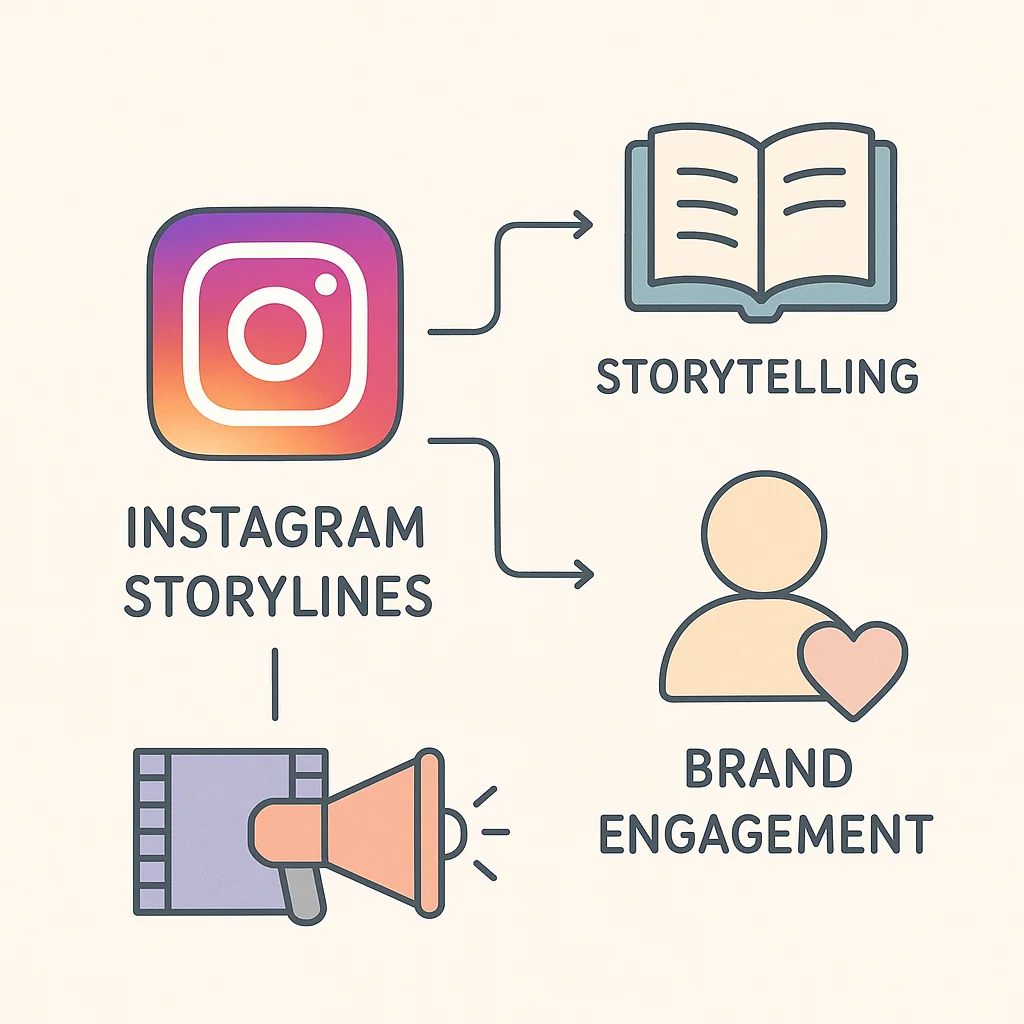 Infographic explaining the concept of Instagram Storylines and their importance for brand engagement.