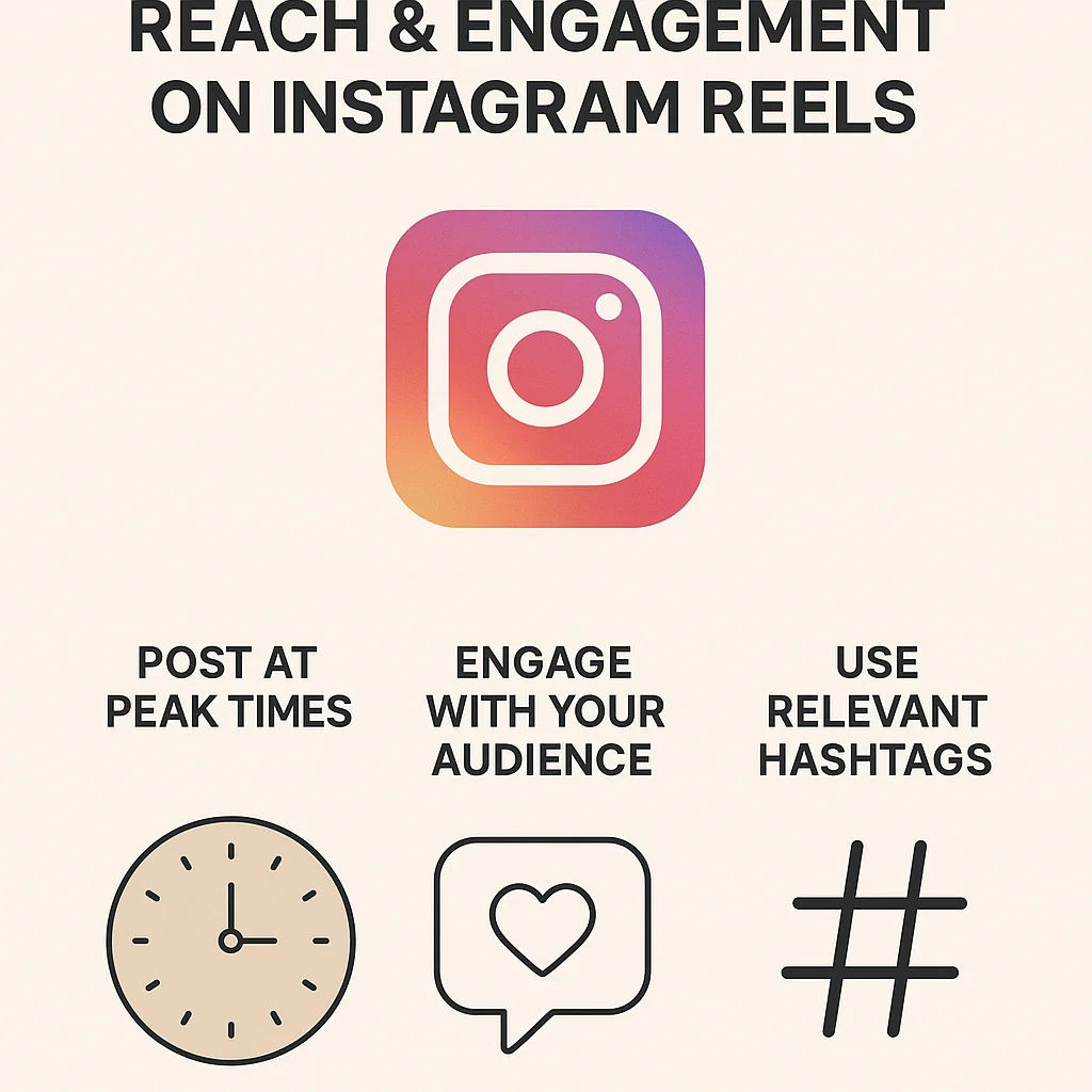 Infographic detailing strategies to maximize reach and engagement for Instagram Reels.